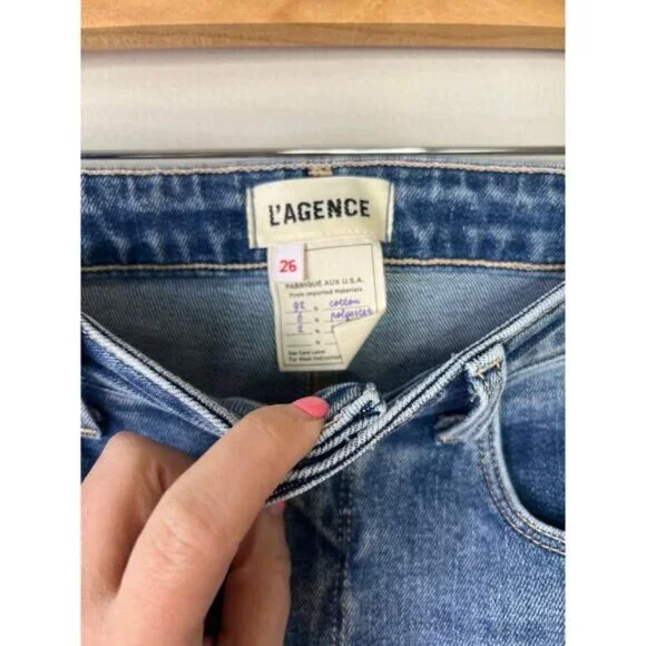 NEW L'Agence High Line High Rise Skinny Jeans Women's Sodalite Destruct Size: 26